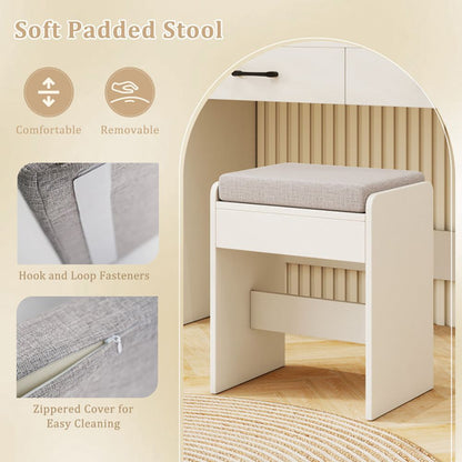Vanity Set with Lighted Mirror and Stool with Power Outlet (view 23)
