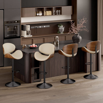 PU Leather Swivel Bar Stools, Set of 1, Black (view 44)