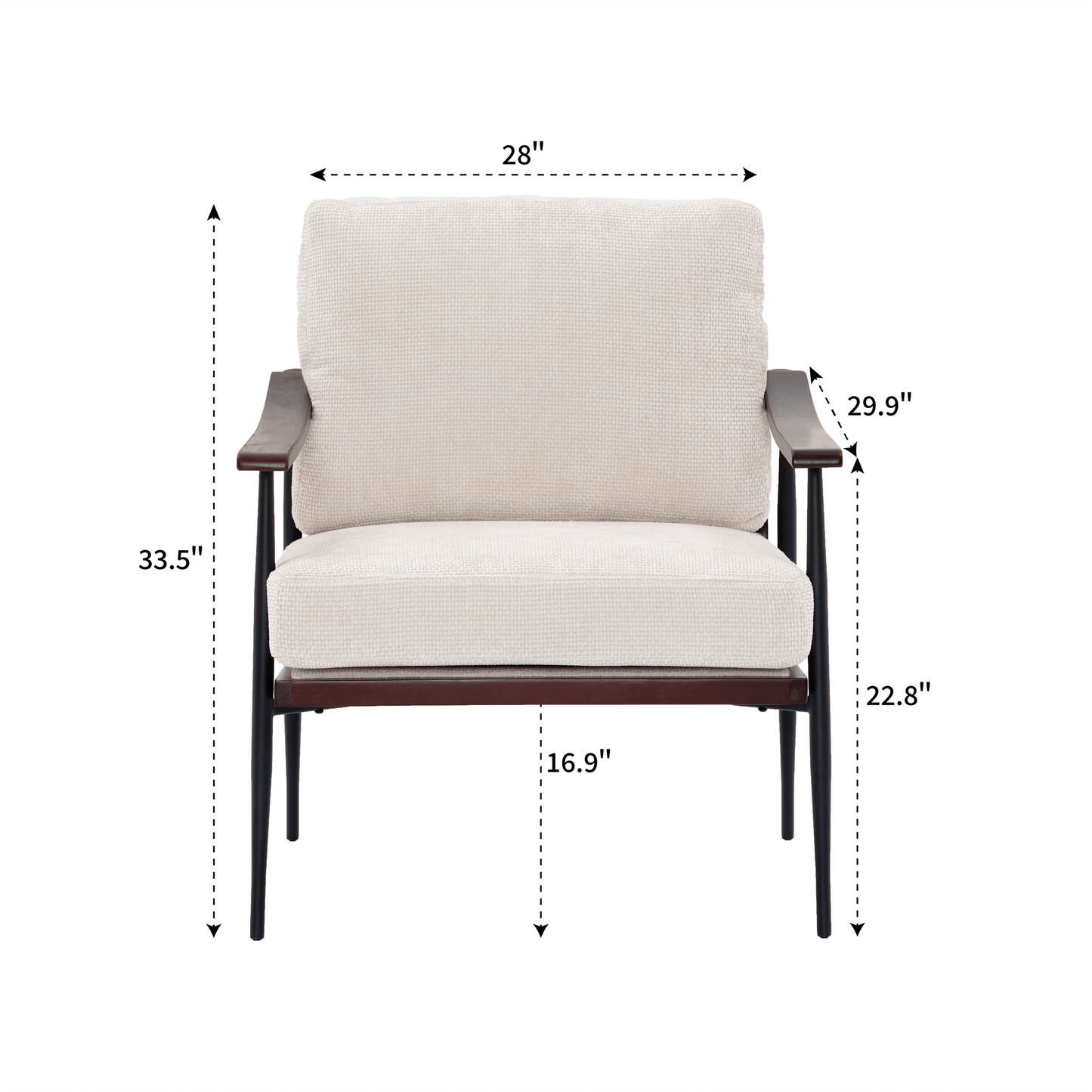 Linen Mid-Century Accent Chair, White, 30" Wide (view 2)