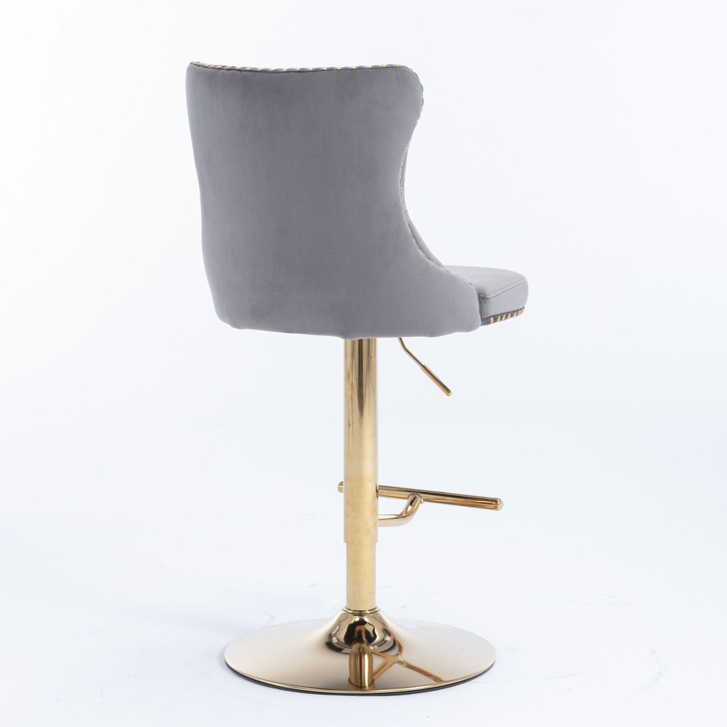 Gold Velvet Swivel Bar Stools, Tufted, Adjustable (view 41)