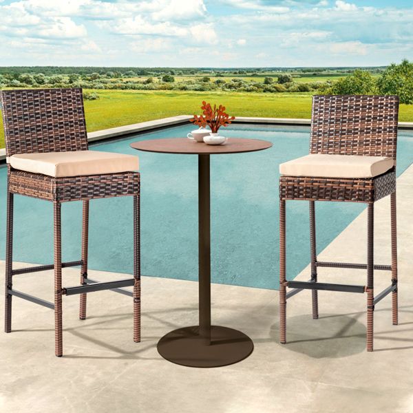 Rattan Swivel Bar Stools, Brown, Set of 2 (view 11)