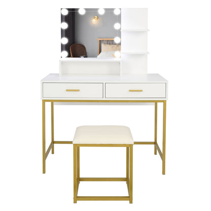 FCH Vanity Table, LED Mirror, 2 Drawers, Stool (view 7)