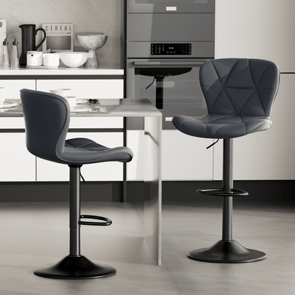 Faux Leather Swivel Bar Stools, Set of 2, Black (view 40)