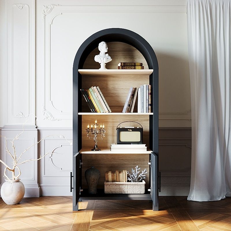 Solid Wood Mid-Century Cabinet, Black (view 4)