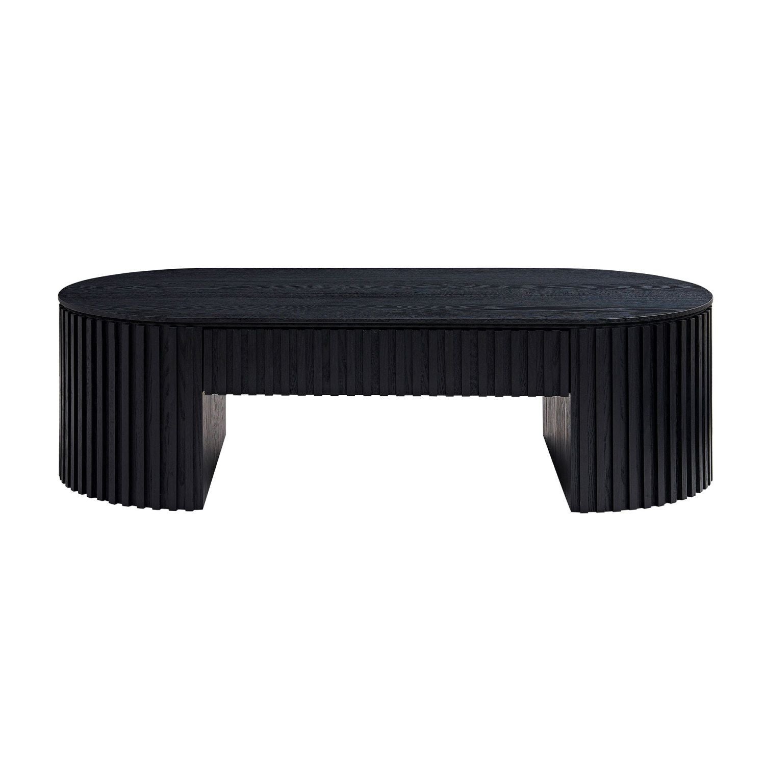 Wood Mid-Century Coffee Table, Black, Oval (view 7)