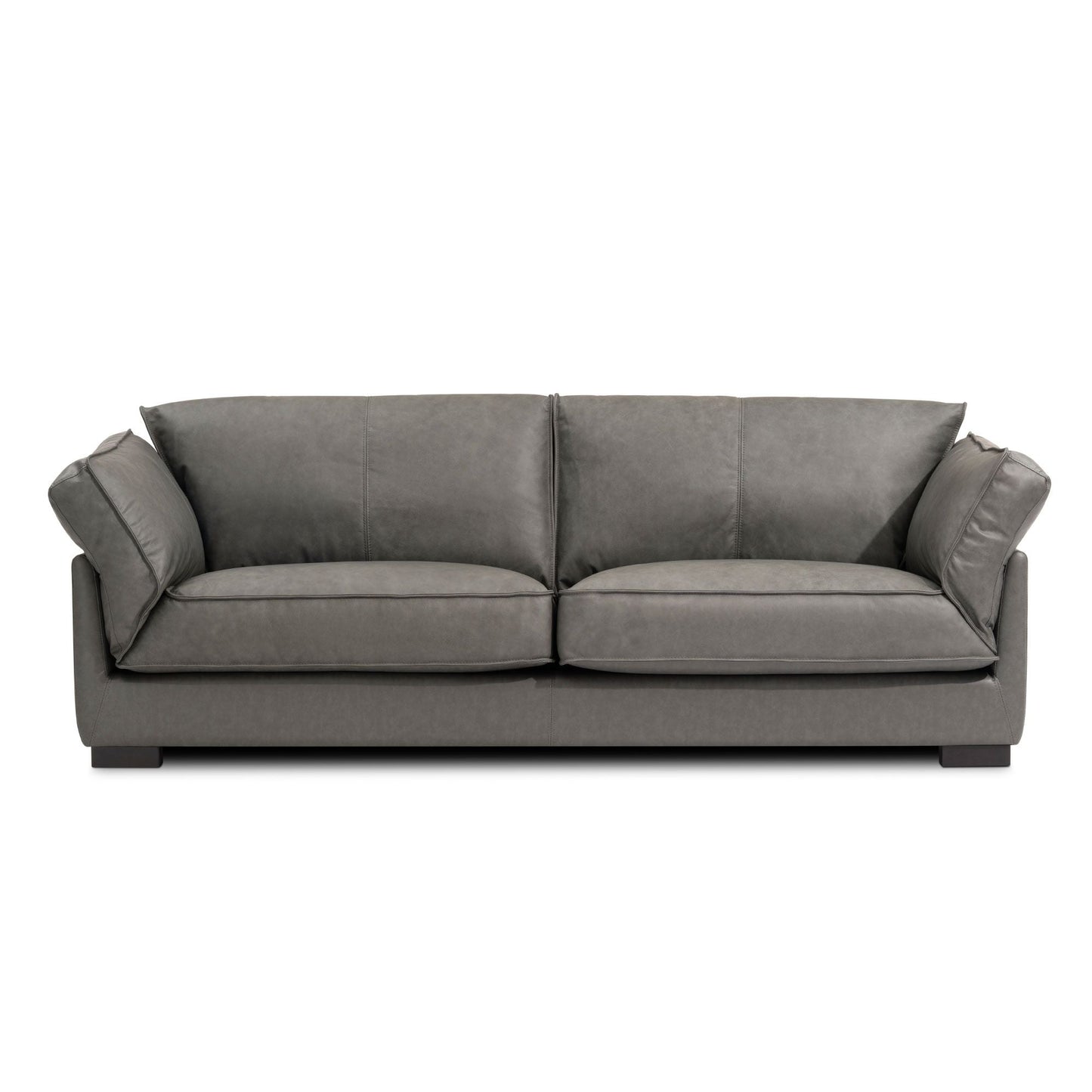 Leather 3-Seat Mid-Century Sofa, Red, 84" Wide