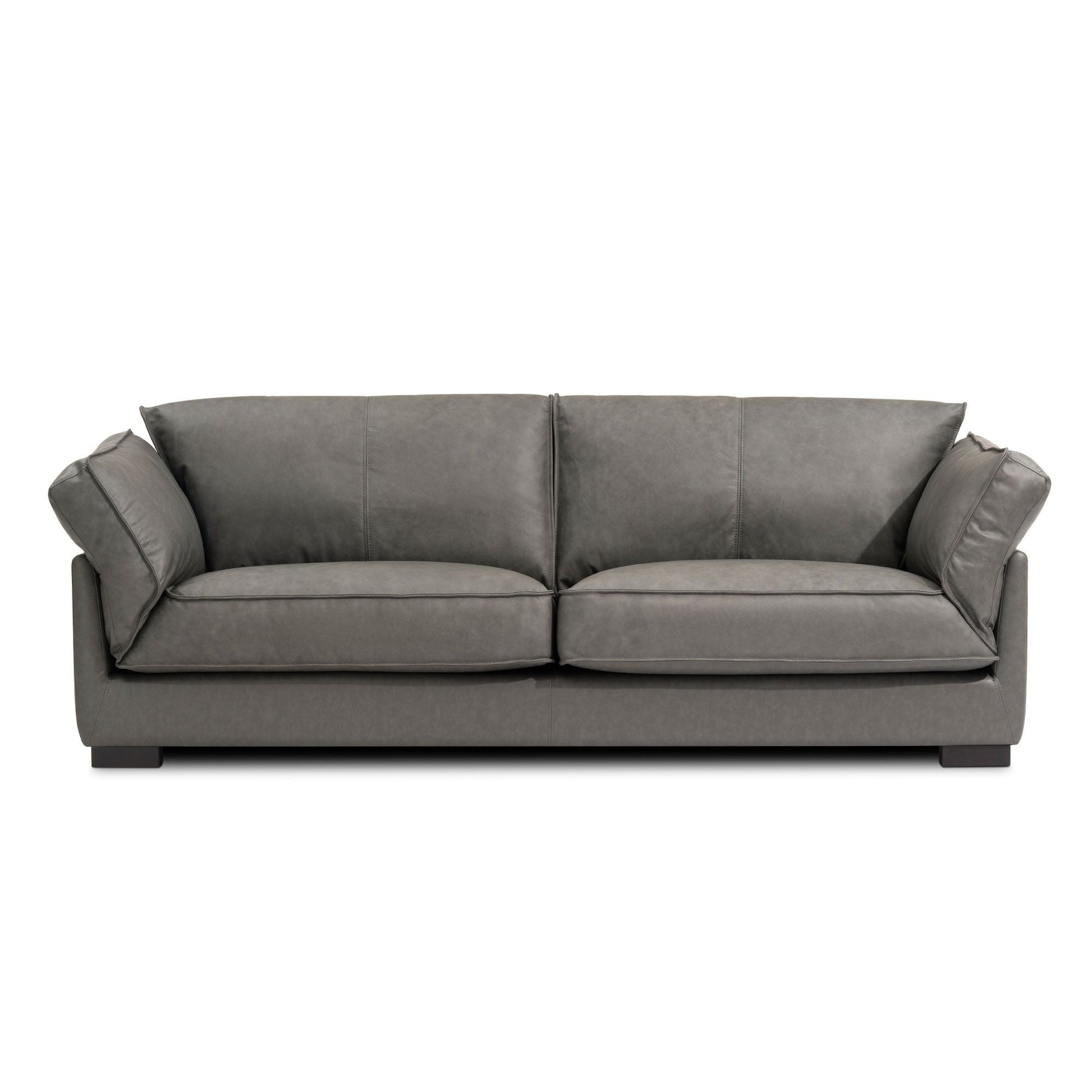 Leather 3-Seat Mid-Century Sofa, Red, 84" Wide