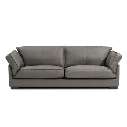 Leather 3-Seat Mid-Century Sofa, Red, 84" Wide
