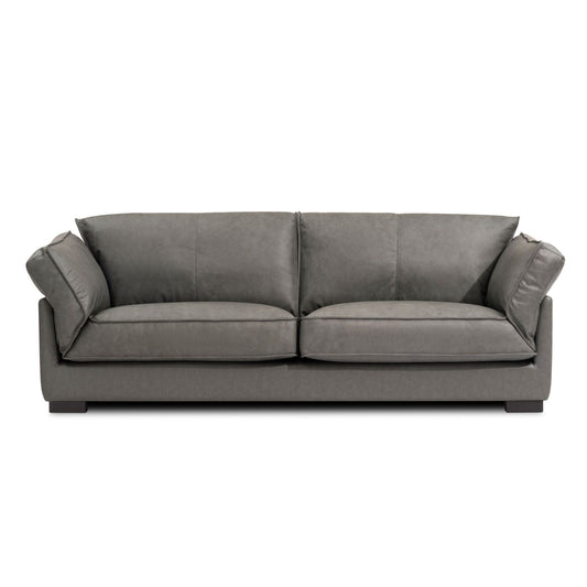 Leather 3-Seat Mid-Century Sofa, Red, 84" Wide