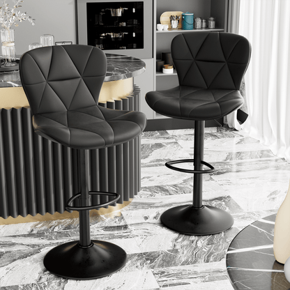 Faux Leather Swivel Bar Stools, Set of 2, Black (view 13)