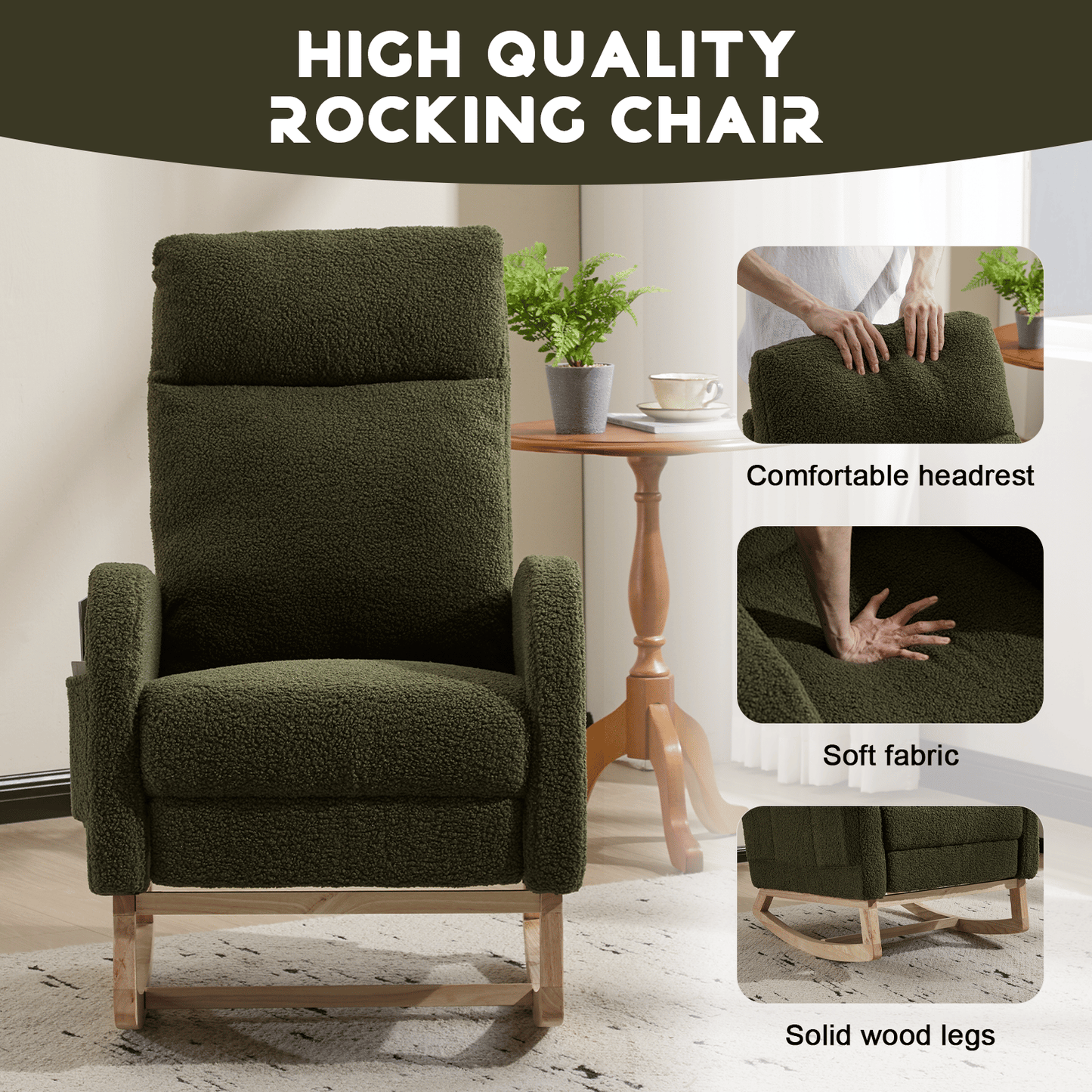 Wood Mid-Century Rocking Chair, WHITE (view 27)