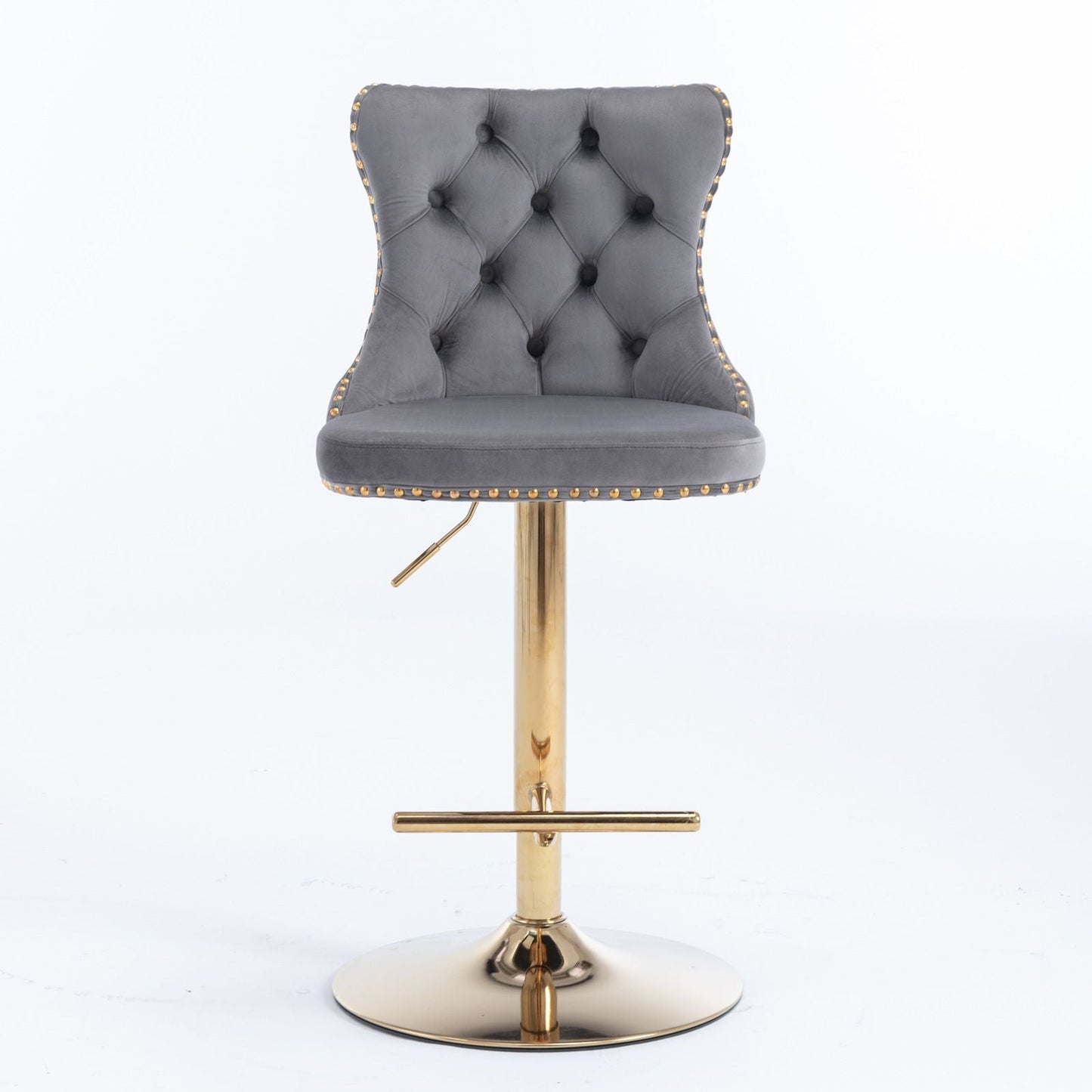 Gold Velvet Swivel Bar Stools, Tufted, Adjustable (view 50)