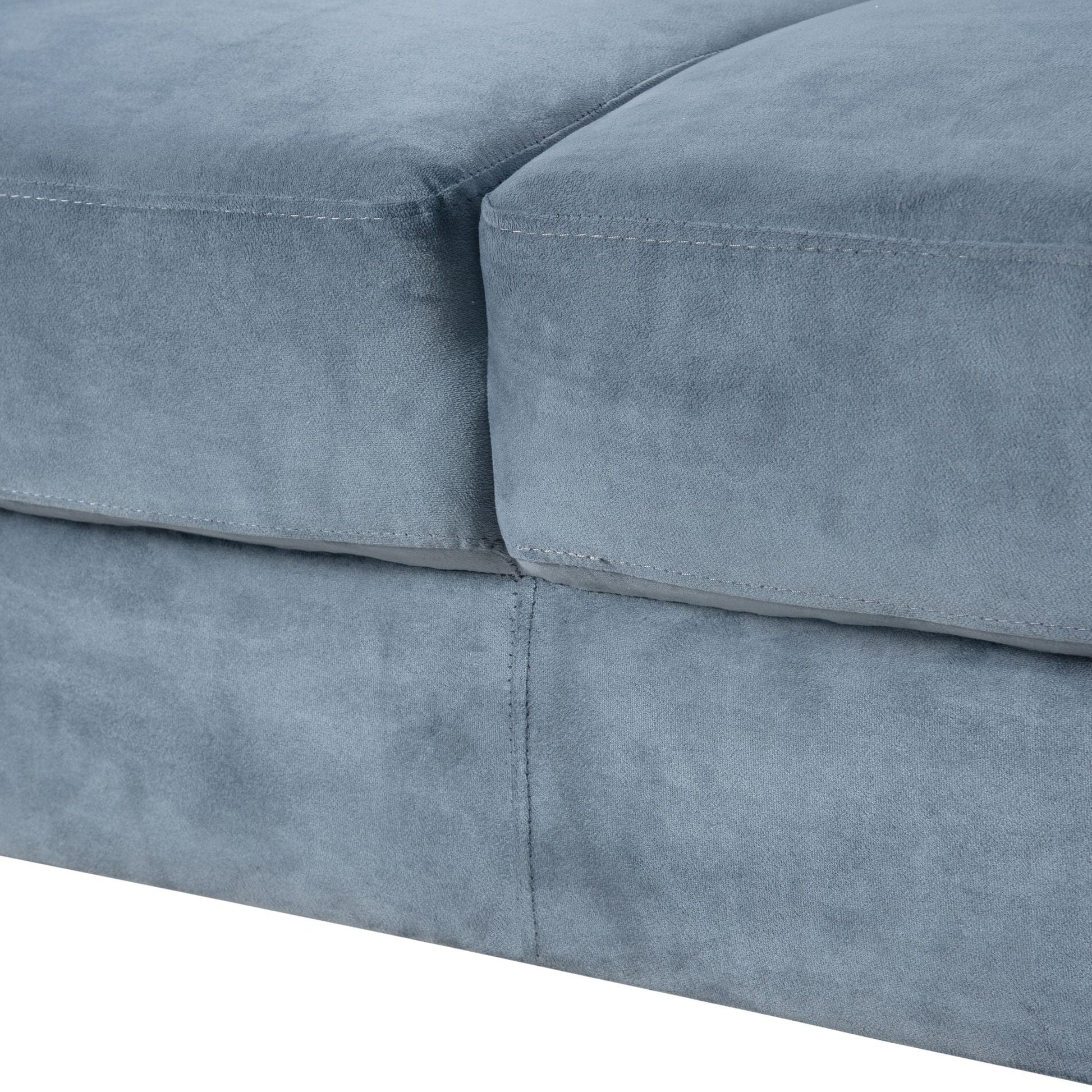 Solid Wood Mid-Century Sectional Sofa, Gray, 34" Tall (view 11)