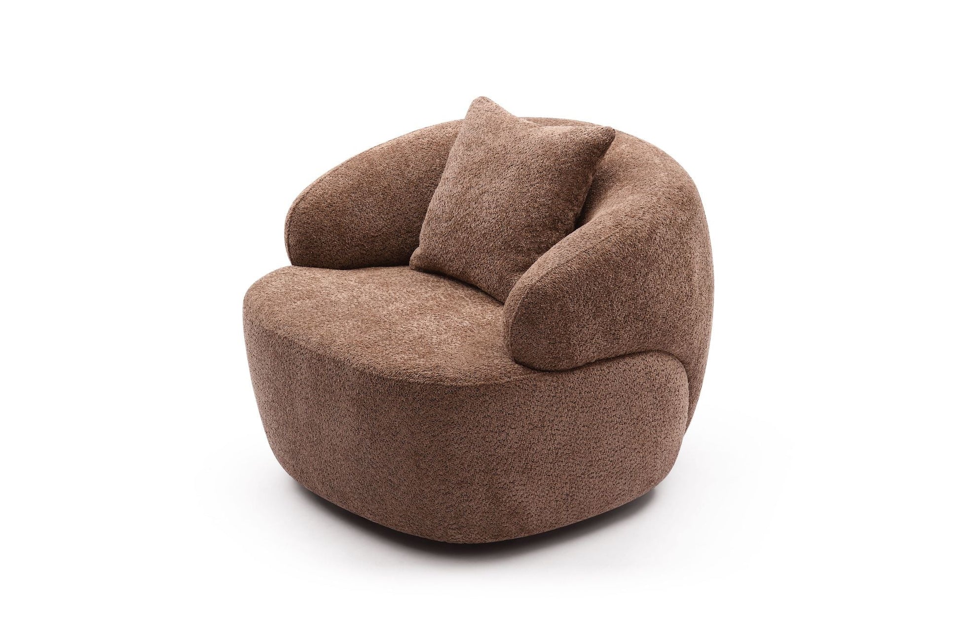 360-Degree Swivel Boucle Sofa, 1 Seat, Mid-Century Brown (view 2)