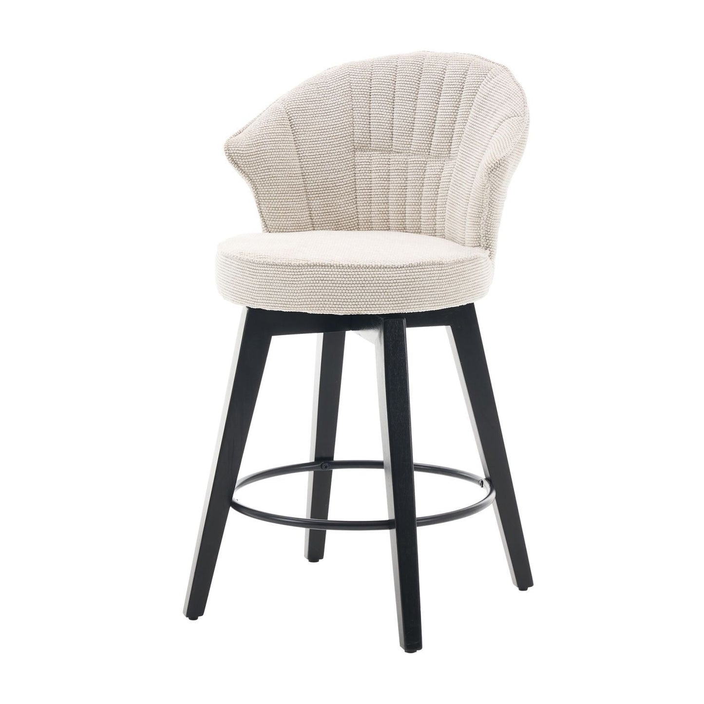 Chenille Mid-Century Accent Chair, White, Swivel (view 11)