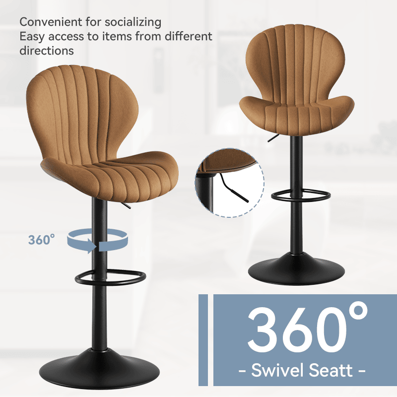 Faux Leather Swivel Bar Stools, Set of 2, Beige (view 92)