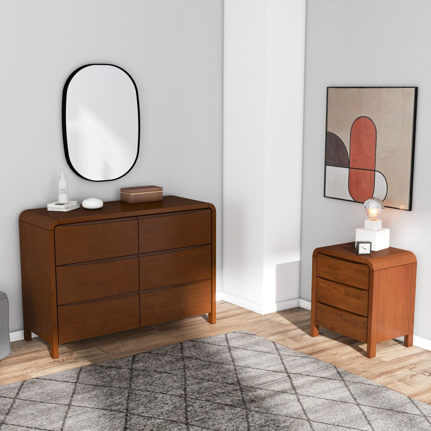 Lionel Mid-Century Dresser, Solid Wood, 6 Drawers (view 3)