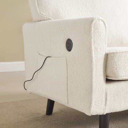 Solid Wood 3-Seat Mid-Century Sofa, White (view 12)