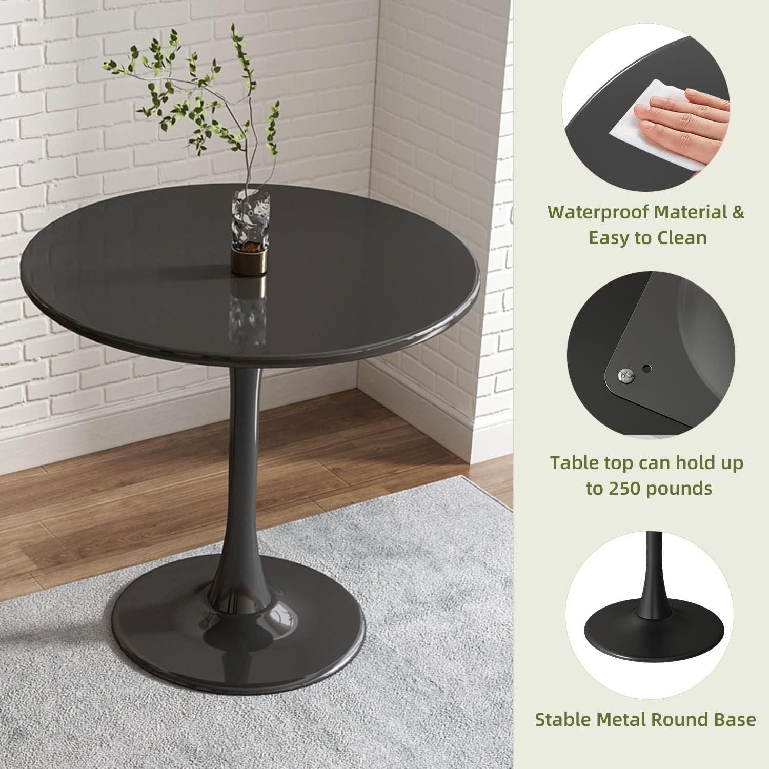 Wood Mid-Century Coffee Table, Black, 42" Wide (view 12)
