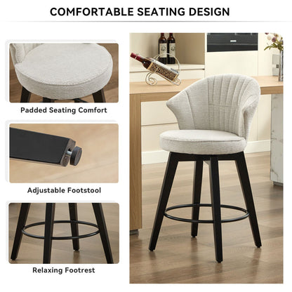 Chenille Mid-Century Accent Chair, White, Swivel (view 6)