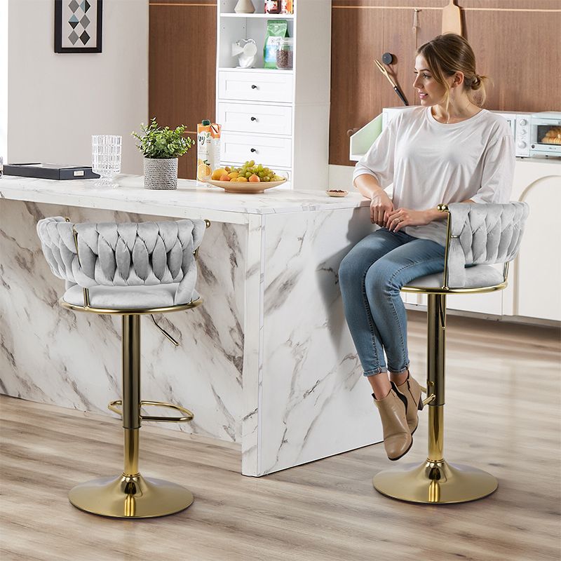 Velvet Swivel Bar Stools, Set of 2, 18" Wide (view 18)