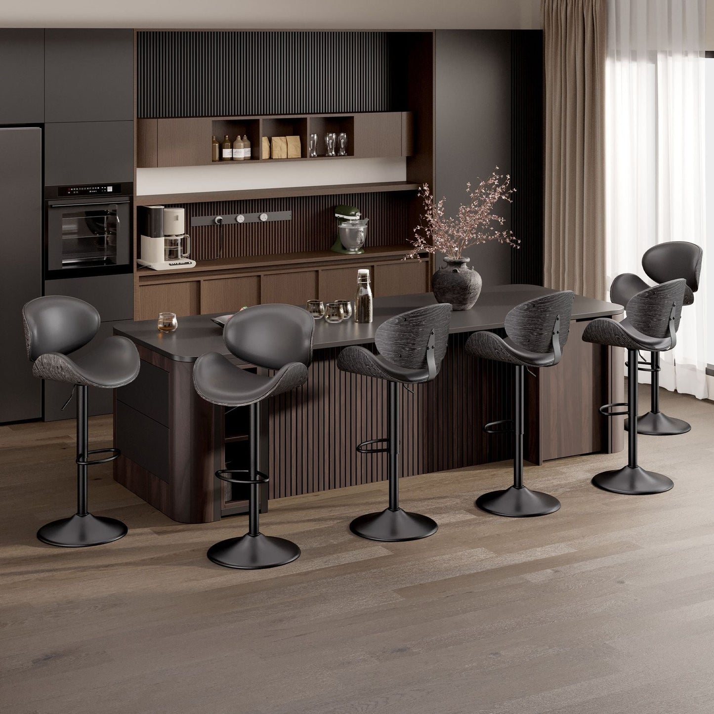 PU Leather Swivel Bar Stools, Set of 1, 18" Wide (view 72)