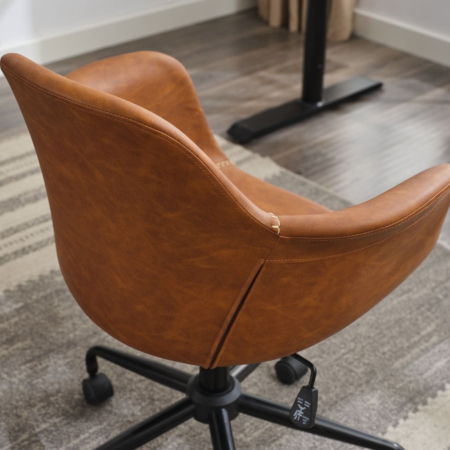 Faux Leather Mid-Century Accent Chair (view 23)
