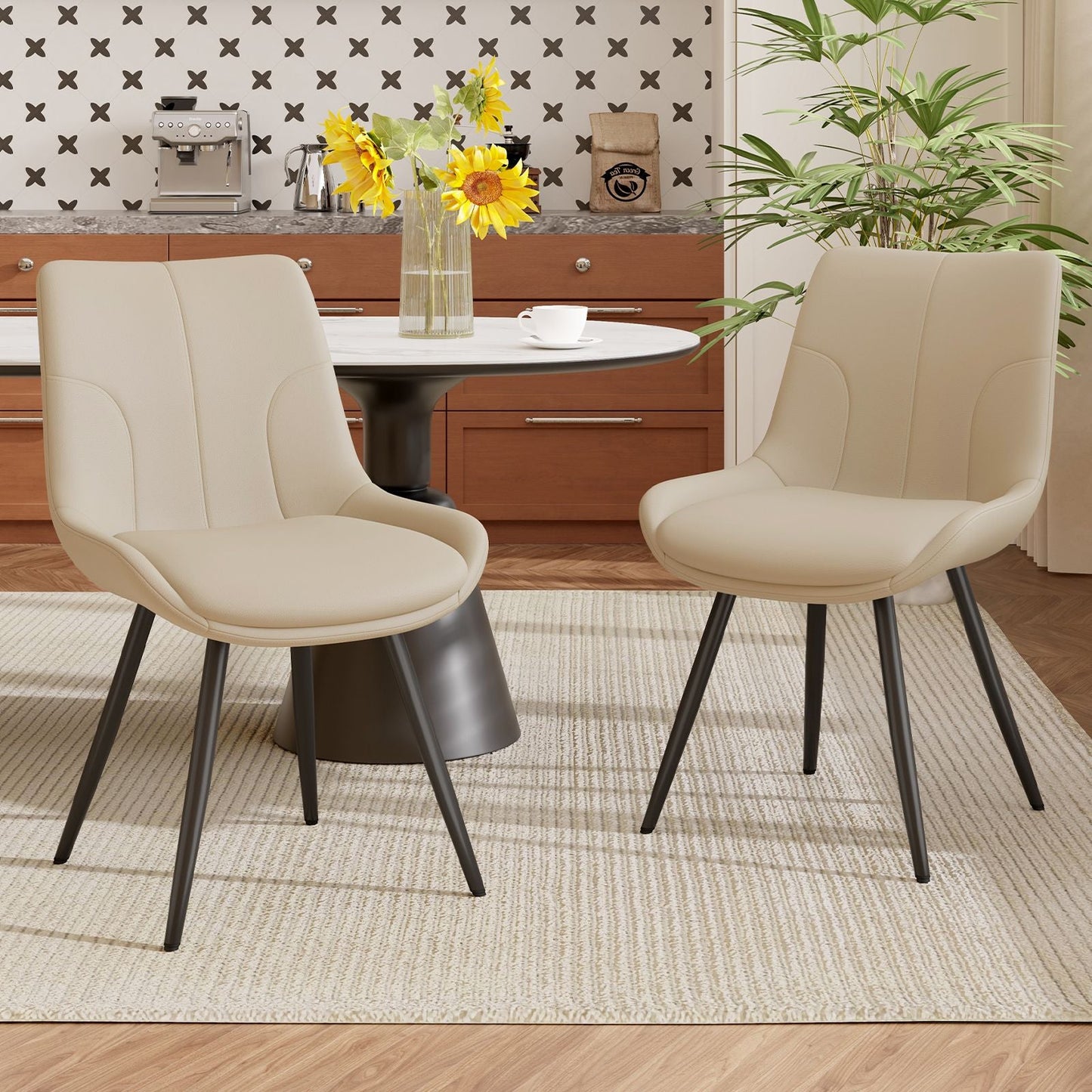 Leather Mid-Century Dining Chairs, Set of 2, Black (view 27)