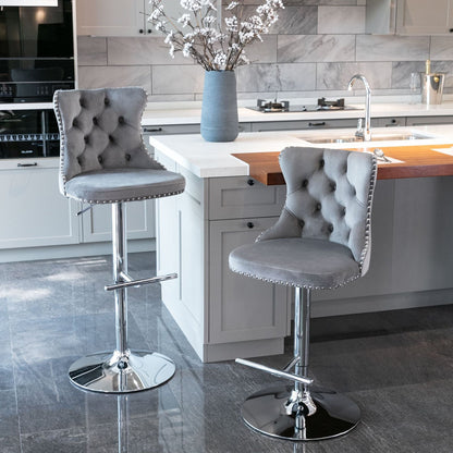 Velvet Swivel Bar Stools, Chrome, Set of 2 (view 11)