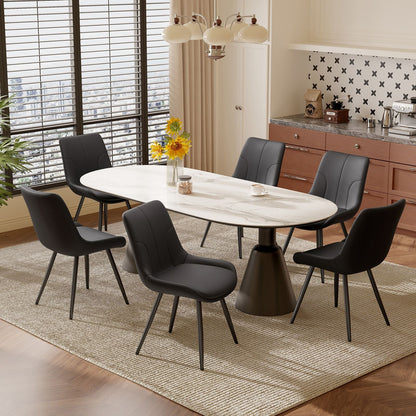 Leather Mid-Century Dining Chairs, Set of 2, Black (view 2)