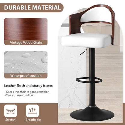 Faux Leather Swivel Bar Stools, Set of 2, PU Leather (view 17)