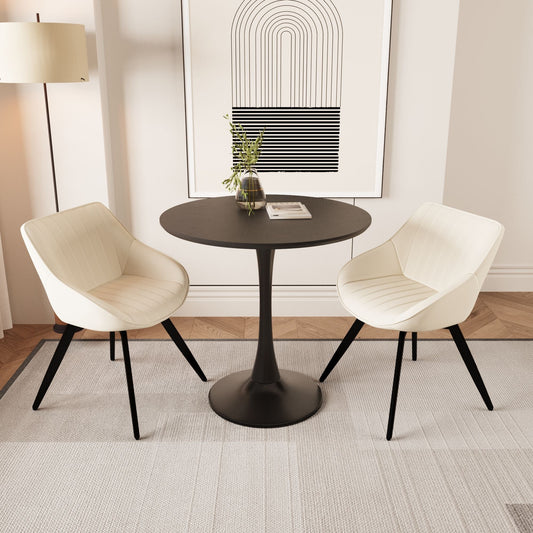 Leather Mid-Century Accent Chair, Black