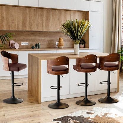 Faux Leather Swivel Bar Stools, Set of 2, PU Leather (view 31)