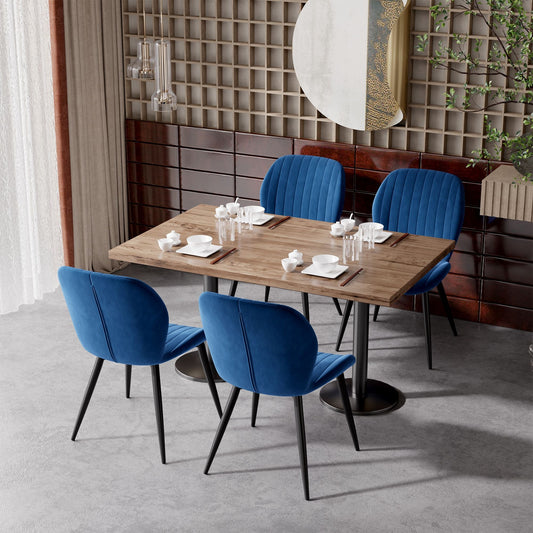 Velvet Mid-Century Dining Chairs, Set of 2, Blue
