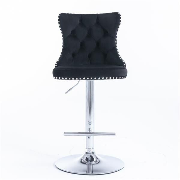 Black Velvet Swivel Bar Stools, Gold Base, Set of 2 (view 2)