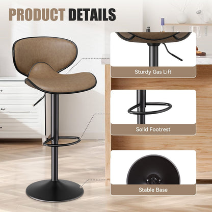 Faux Leather Swivel Bar Stools, Set of 2, Yellow (view 14)