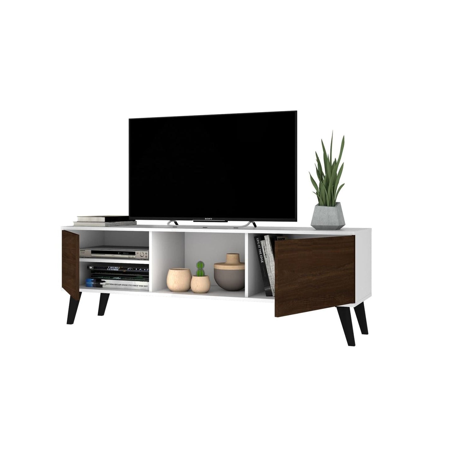 Mid-Century TV Stand, White (Style 2) (view 4)