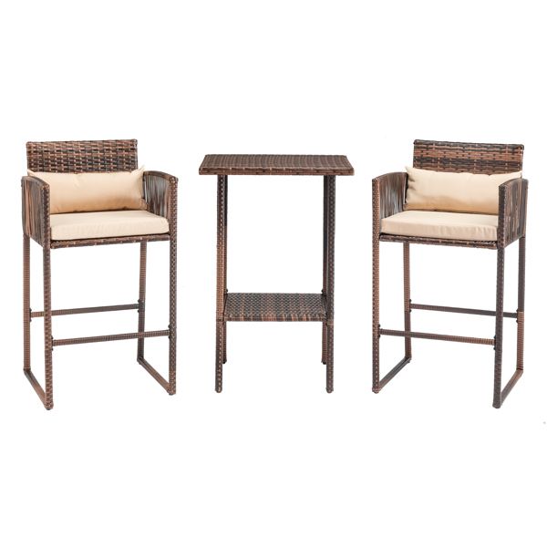 Rattan Swivel Bar Stools, Brown (view 15)
