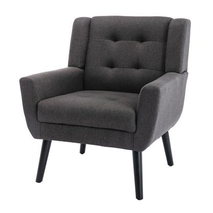 Linen Mid-Century Accent Chair, Black (view 29)