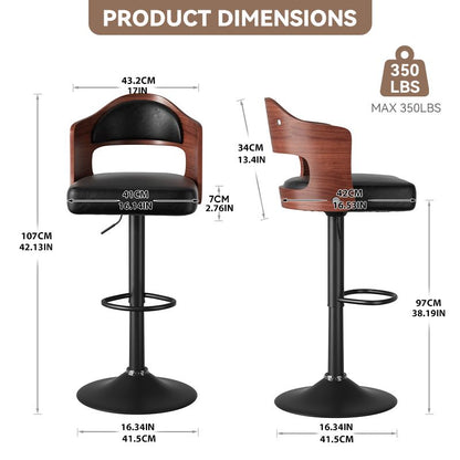 Faux Leather Swivel Bar Stools, Set of 2, 18" Wide (view 60)