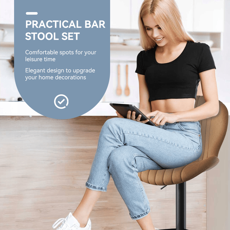 Faux Leather Swivel Bar Stools, Set of 2, Beige (view 87)