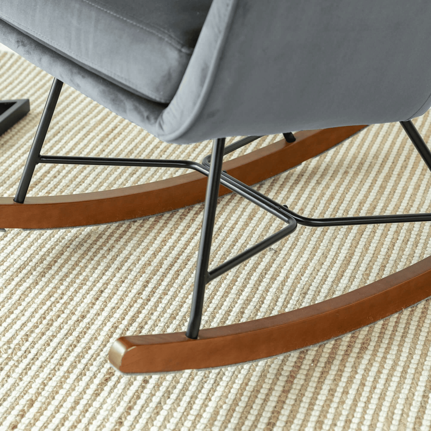 Hannah Mid Century Modern Rocking Chair In Dark Grey (view 7)