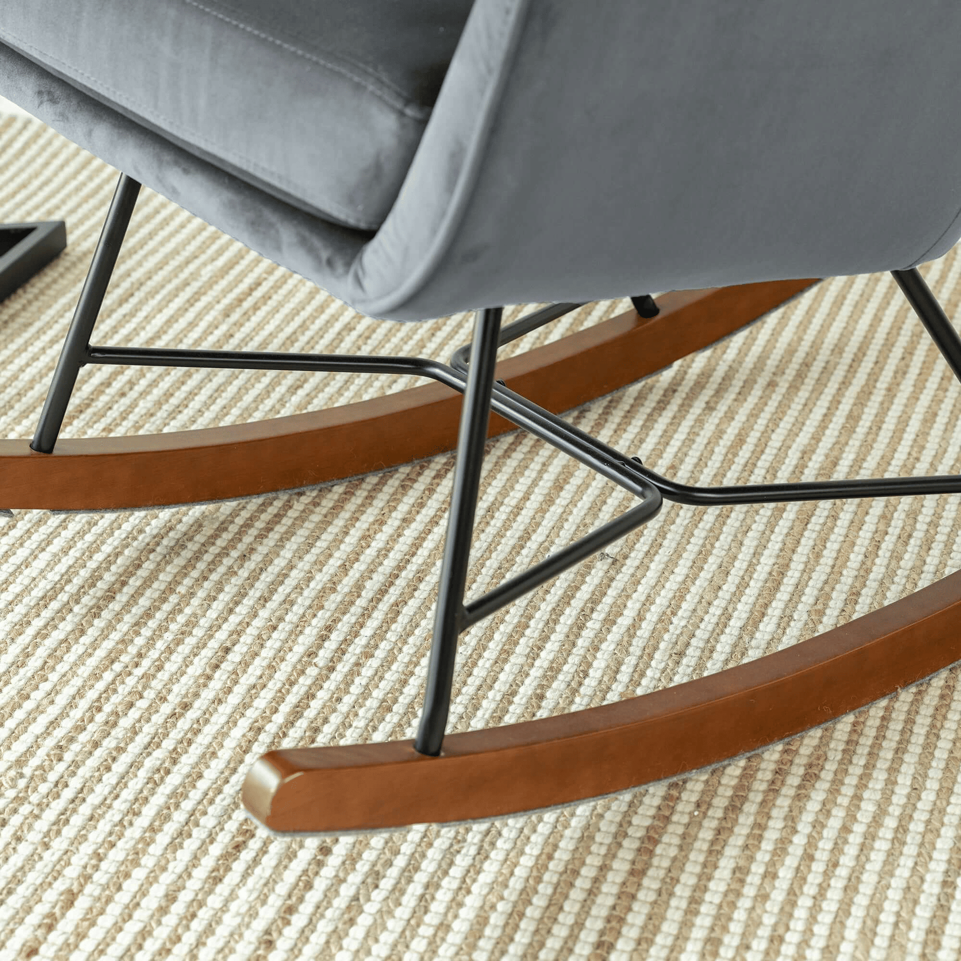 Hannah Mid Century Modern Rocking Chair In Dark Grey (view 7)