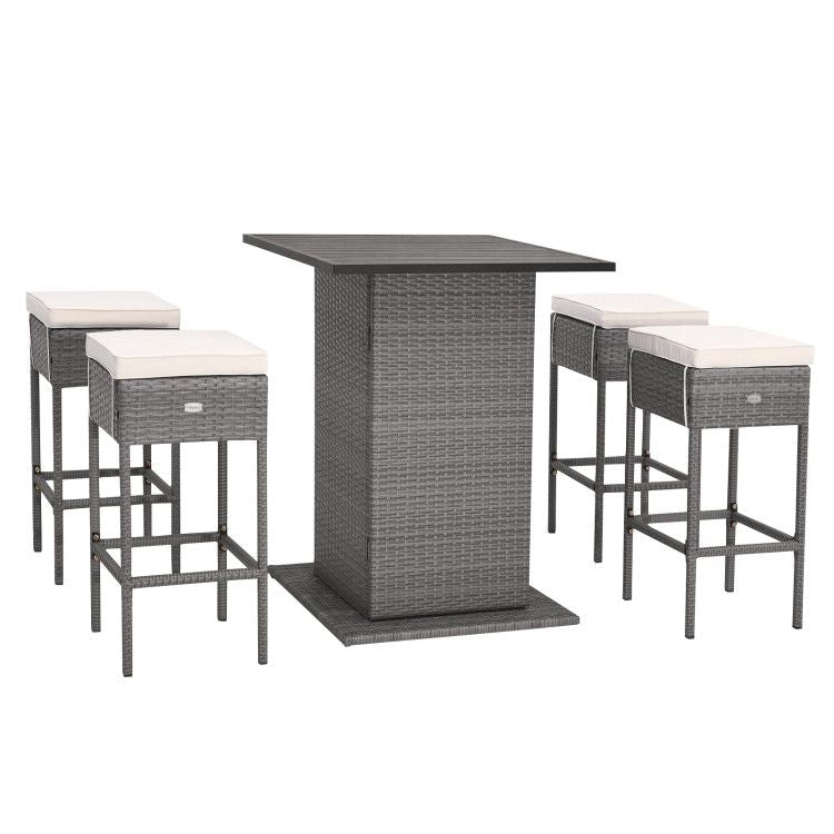 Rattan Mid-Century Bar Set, White