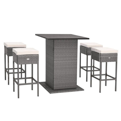 Rattan Mid-Century Bar Set, White