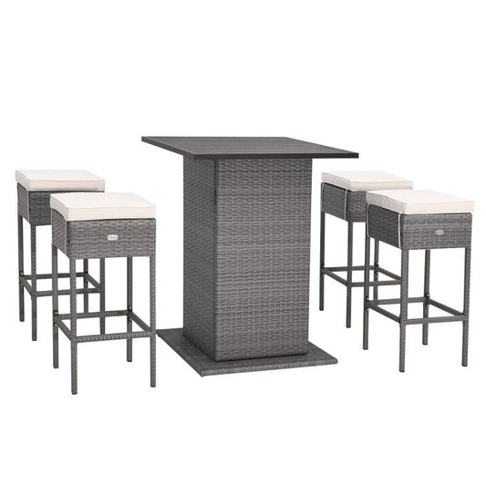 Rattan Mid-Century Bar Set, White
