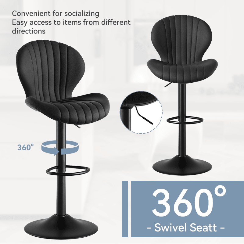 Faux Leather Swivel Bar Stools, Set of 2, Beige (view 17)
