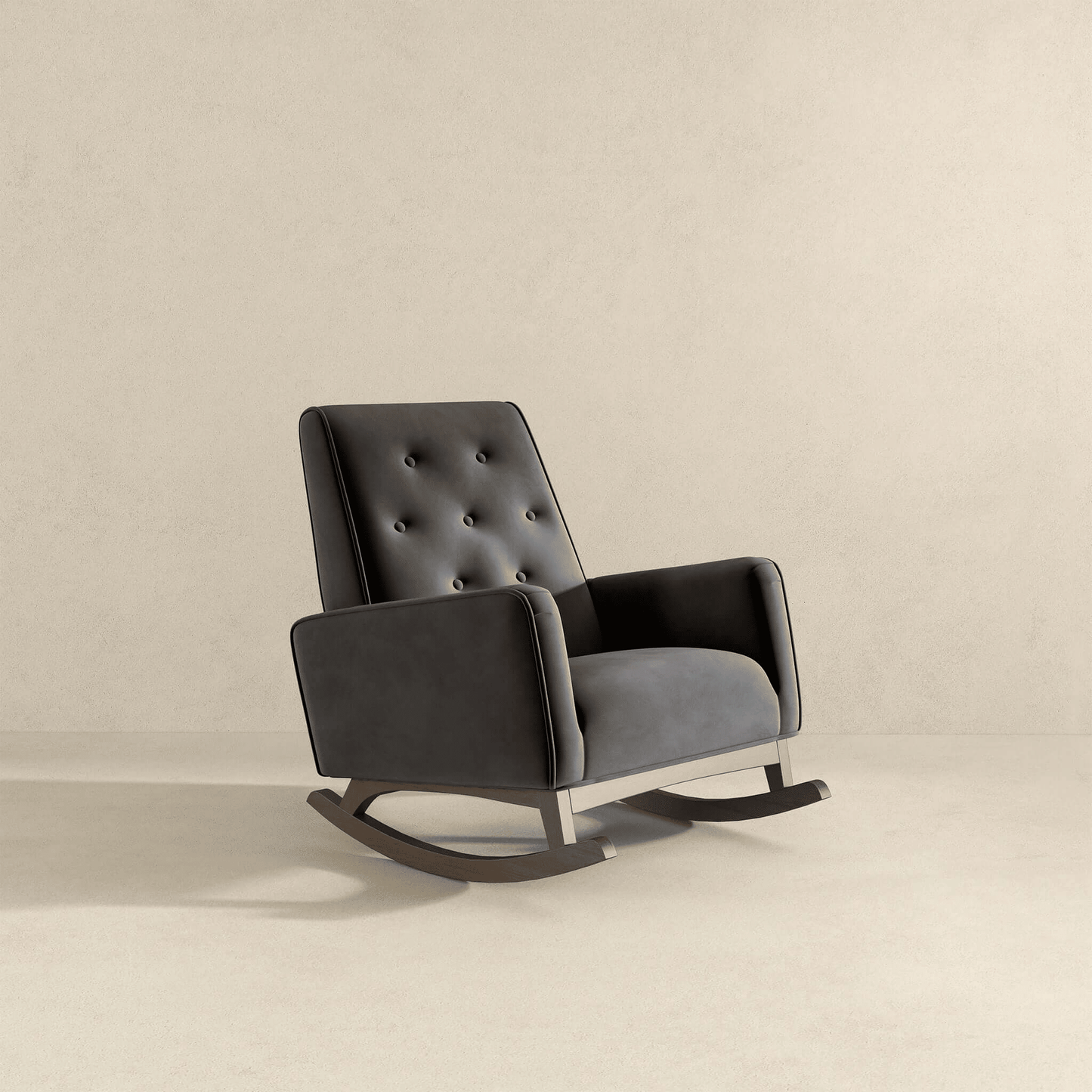 Demetrius Dark Grey Fabric Solid Wood Rocking Chair (view 7)