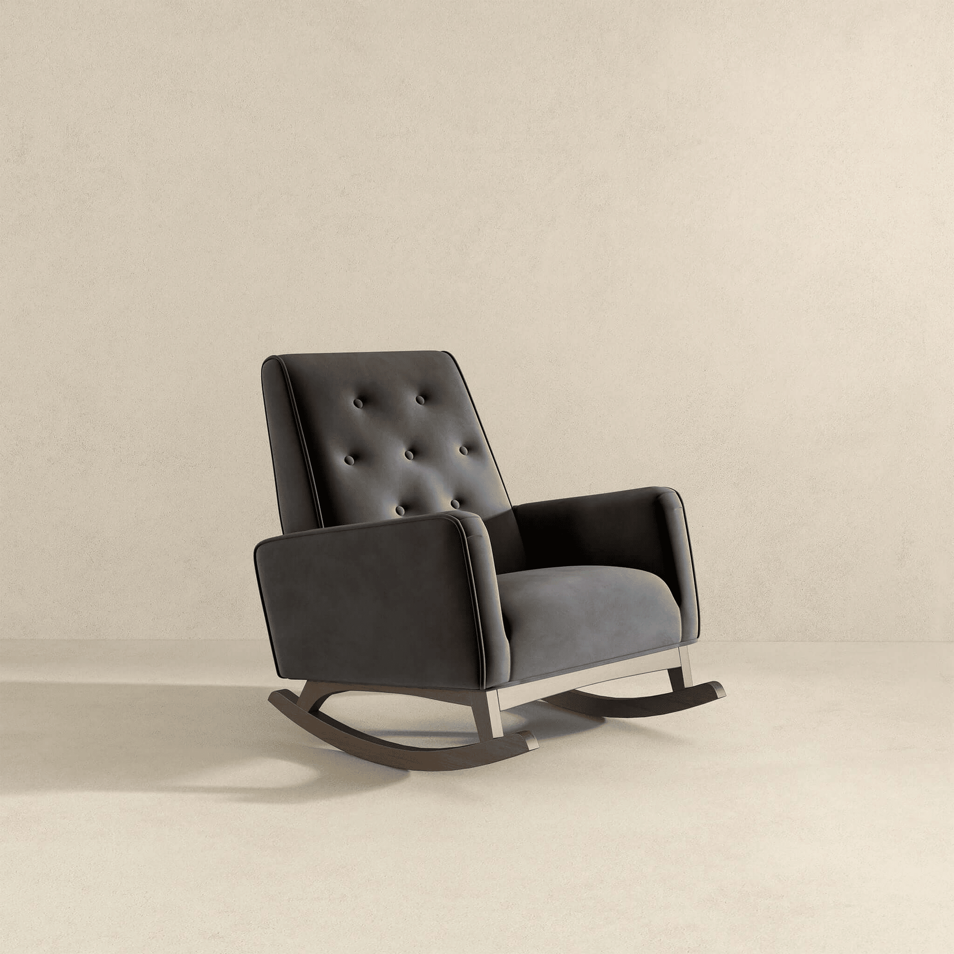 Demetrius Dark Grey Fabric Solid Wood Rocking Chair (view 7)