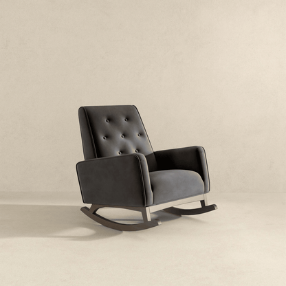 Demetrius Dark Grey Fabric Solid Wood Rocking Chair (view 7)